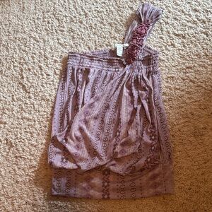 American Rag Asymmetrical Lavender Patterned One Shoulder Top Size Small